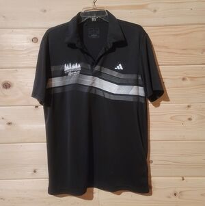 Adidas Lewis Clark Motorsports Black and White Men's Polo Shirt Size L 22x28